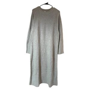 H&M Crew neck Sweater Dress Women’s Medium Wool blend Knit Ribbed Tan